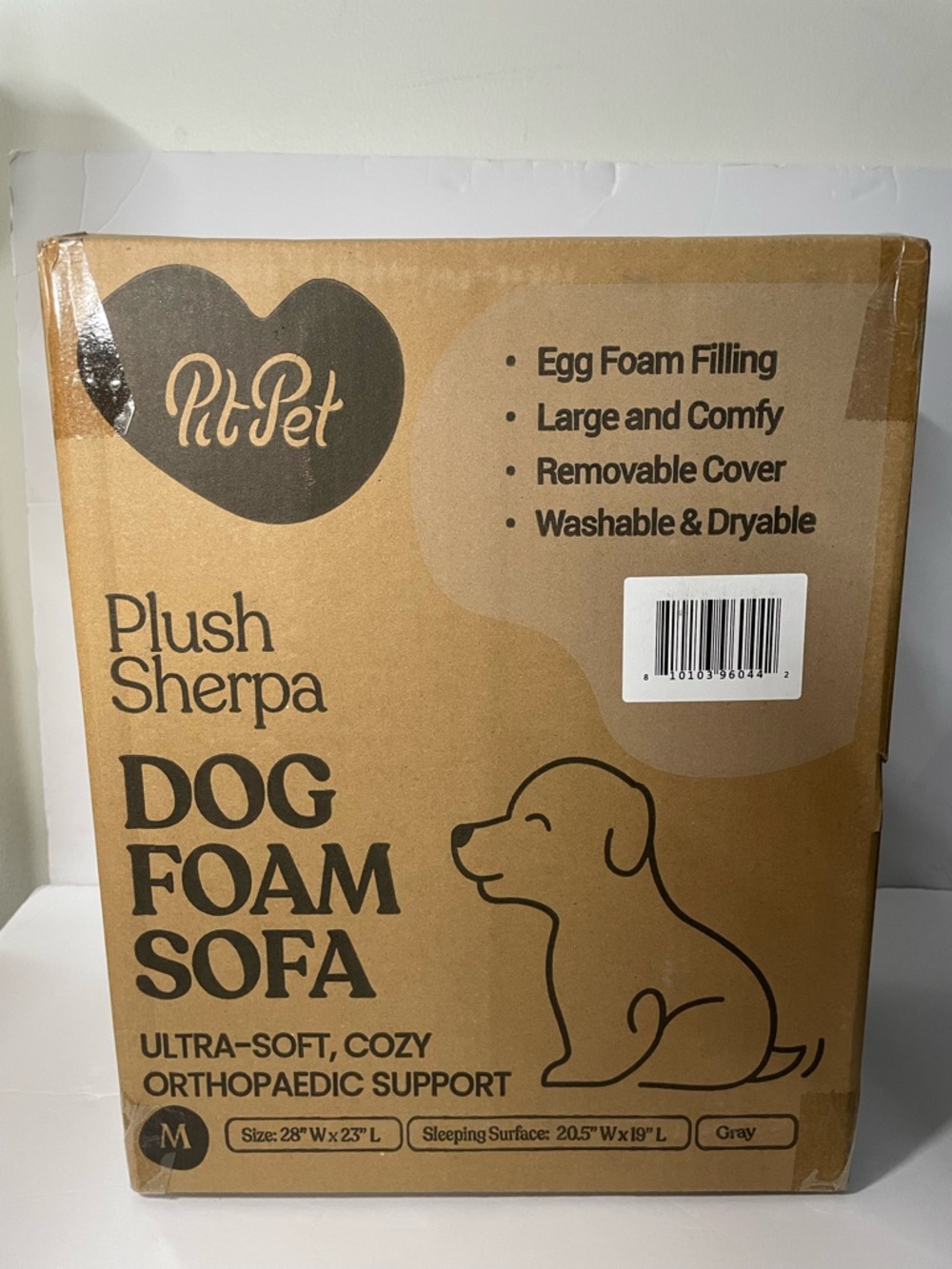 Plush Sherpa Dog Foam Sofa - Gray